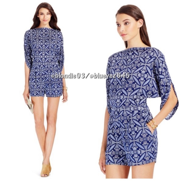 Diane von Furstenberg “Soleil” silk printed playsuit romper 8 - Picture 1 of 5